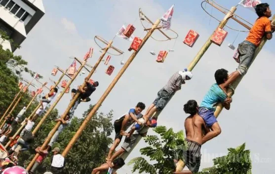 Menganalnya Sejarah Lomba Panjat Pinang pada 17 Agustus