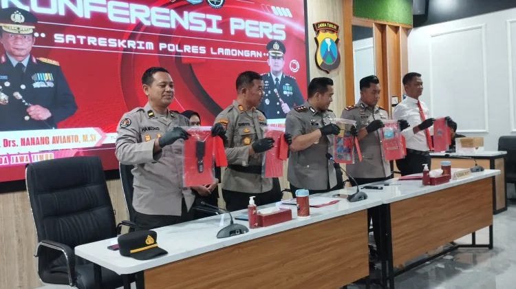 Lima Pelaku Ganjal ATM Lintas Provinsi Dibekuk Polres Lamongan