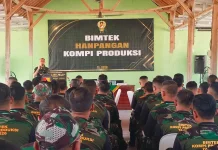 275 Prajurit Ikuti Bimtek Ketahanan Pangan Terpusat Kodam V/Brawijaya di Lamongan