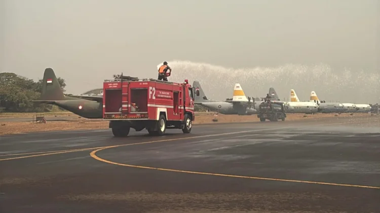 Halim Air Base Cleans Facilities after Volcanic Ash