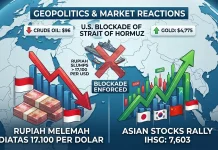 US Hormuz Blockade: Stocks Rise as Rupiah Falls