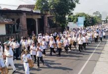 Thousands of Buddhists Participate in a Procession from Mendut-Borobudur Temples
