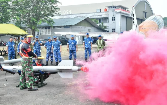 Indonesian Air Force Prepares Smoke System for 81st RI Independence Day Air Show