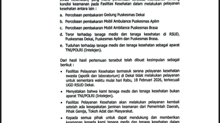 Dinas Kesehatan Yahukimo Tutup  Fasilitas Pelayanan Kesehatan