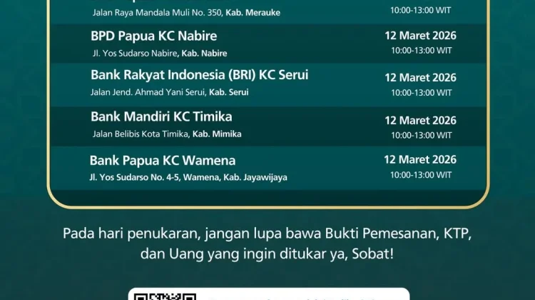 BI Buka Layanan Penukaran Uang Rupiah SERAMBI 2026 di Sejumlah Wilayah Papua