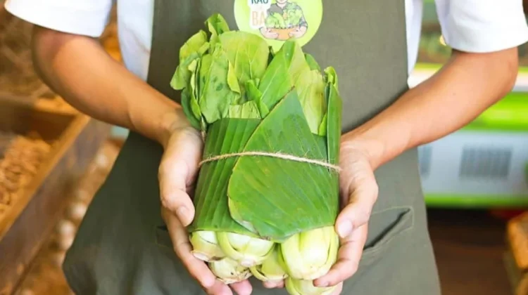 Daun Pisang Geser Plastik Sekali Pakai di Supermarket Asia