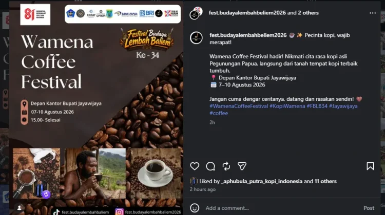 Wamena Coffee Festival 2026 Hadir Meriahkan Festival Budaya Lembah Baliem ke-34