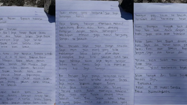 "Pak Presiden, Kami juga Anak Indonesia", Surat Siswi Papua Pegunungan Menyentuh Hati