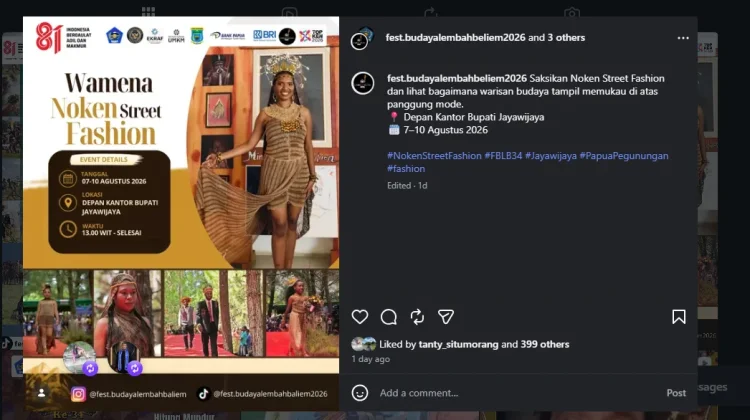 Noken Street Fashion Meriahkan Festival Budaya Lembah Baliem 2026
