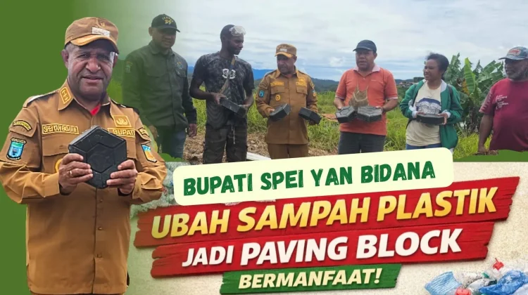 Bupati Spey Yan Birdana Ubah Sampah Plastik Menjadi Paving Blok