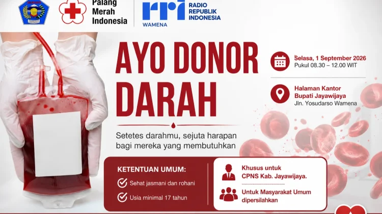 Pemkab Jayawijaya, PMI dan RRI Wamena Gelar Donor Darah