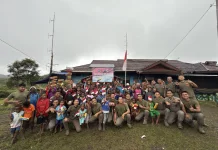Pos Brimob RRI Oksibil Ops Damai Cartenz Semarakkan HUT RI ke-81 Bersama Anak-Anak