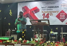 Ketua KNPI Pegubin Hadiri Perayaan 14th Anniversary Pemuda GBI Oksibil