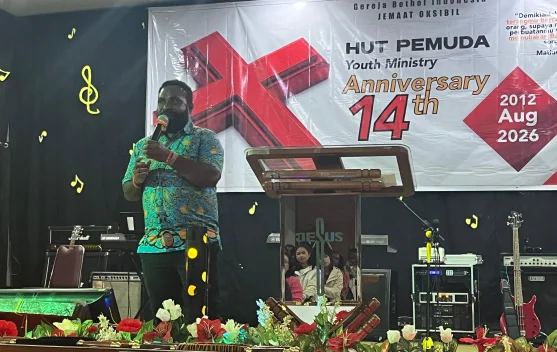 Ketua KNPI Pegubin Hadiri Perayaan 14th Anniversary Pemuda GBI Oksibil