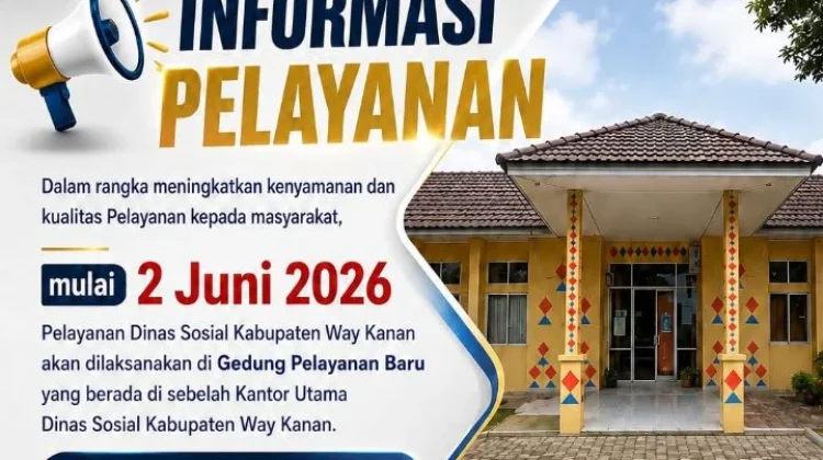 Gedung Layanan Baru Dinsos Way Kanan Mulai Beroperasi 2 Juni
