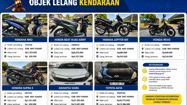 Kejari Way Kanan Lelang 7 Kendaraan, Cek Harga dan Caranya