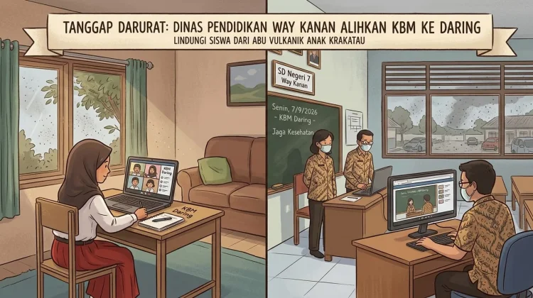 Paparan Abu Vulkanik, Siswa Way Kanan Belajar dari Rumah