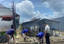 Lapas Way Kanan Bangun Pembatas Lahan Cegah Erosi
