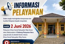 Gedung Layanan Baru Dinsos Way Kanan Mulai Beroperasi 2 Juni