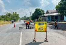 Pemprov Lampung Lakukan Perbaikan Ruas Jalan Jenderal Sudirman Way Kanan