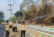 Lahan Semak Belukar Terbakar di Umpu Semenguk, Satgas Karhutla Padamkan Api
