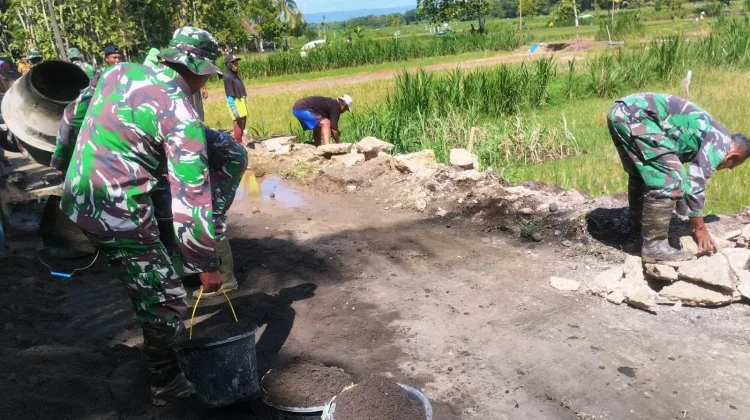 Satgas TMMD Pacu Pengerjaan Sasaran Fisik berupa Talud Jalan