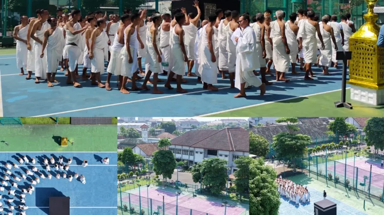 Tangis Haru Warga Binaan LP Wirogunan, Berbalut Kain Ihram Ikuti Manasik Haji