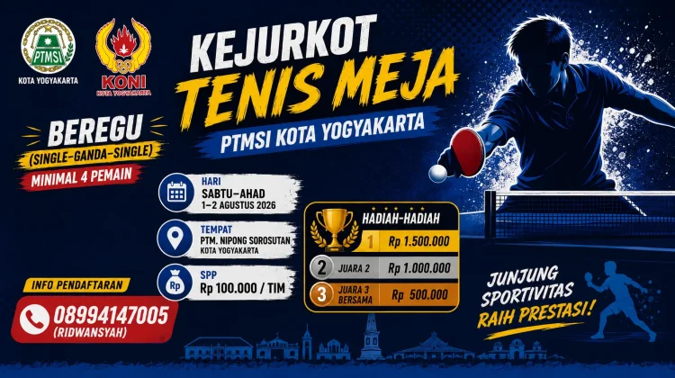 Persiapan Kejurkot Tenis Meja Kota Yogyakarta Dekati 100 Persen