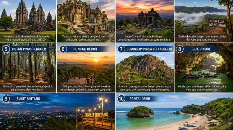Destinasi Wisata Pilihan di Bagian Timur Yogyakarta dan Gunungkidul