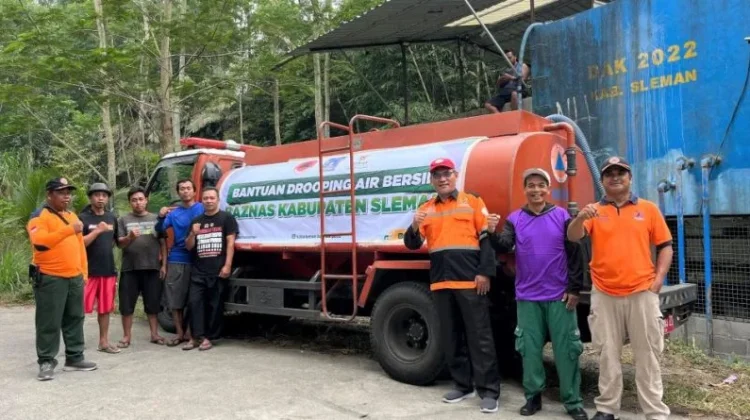 Baznas Sleman Dropping Dua Tangki Bantuan Air Bersih, Sasar 175 KK di Kemirikebo