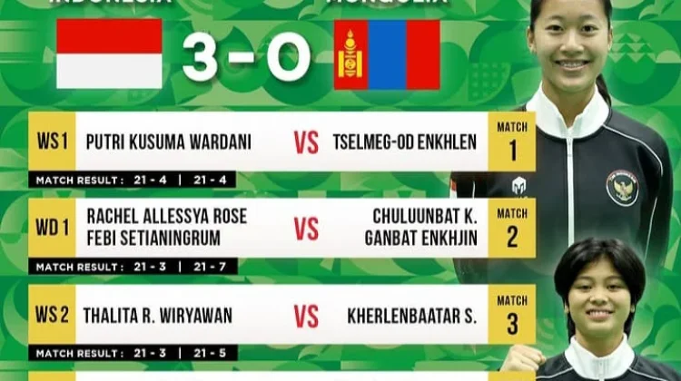 Tim Bulu Tangkis Putri Indonesia Melaju Mulus usai Tumbangkan Mongolia 3-0