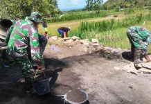 Satgas TMMD Pacu Pengerjaan Sasaran Fisik berupa Talud Jalan