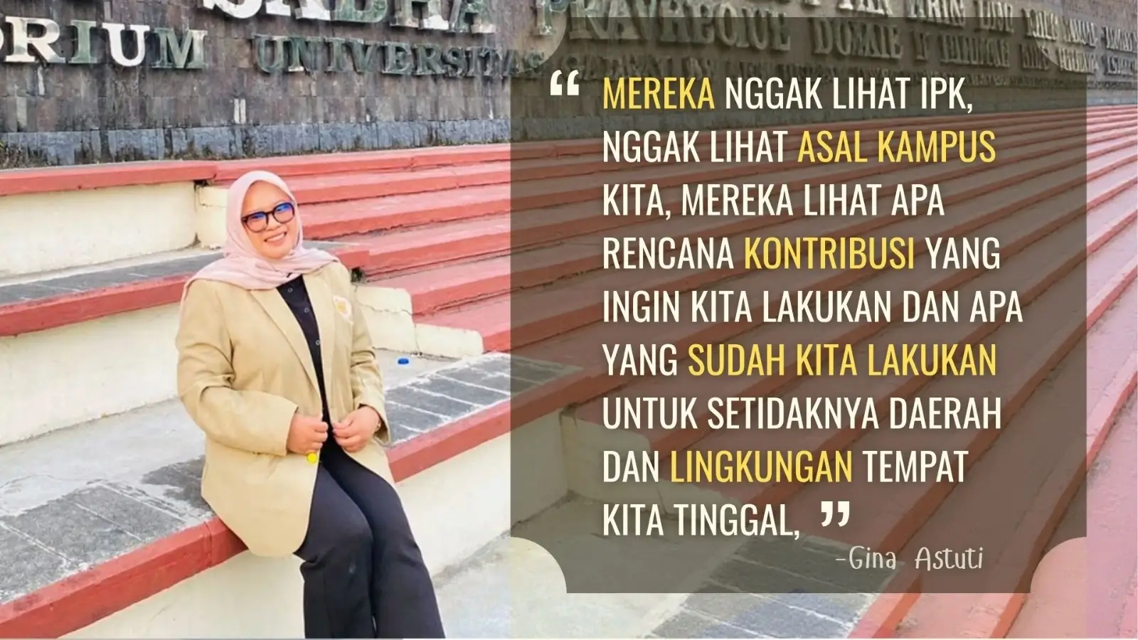 Gina dalam menempuh pendidikan S2 Ilmu Administrasi Publik di UGM Tahun 2025 (Foto: Dok. Gina)