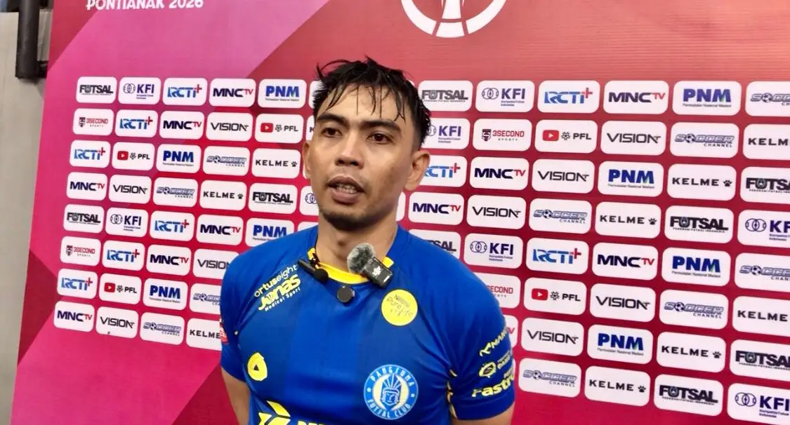 Kapten Pangsuma FC, Dias Riansyah saat diwawancara usai laga melawan Bintang Timur Surabaya di semifinal Futsal Nation Cup 2026. (RRI/Muhammad Rokib)