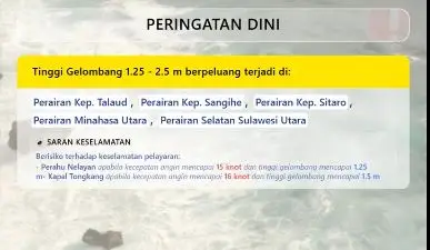 peringatan dini gelombang tinggi (Foto: Dokumentasi/Maritim bitung)