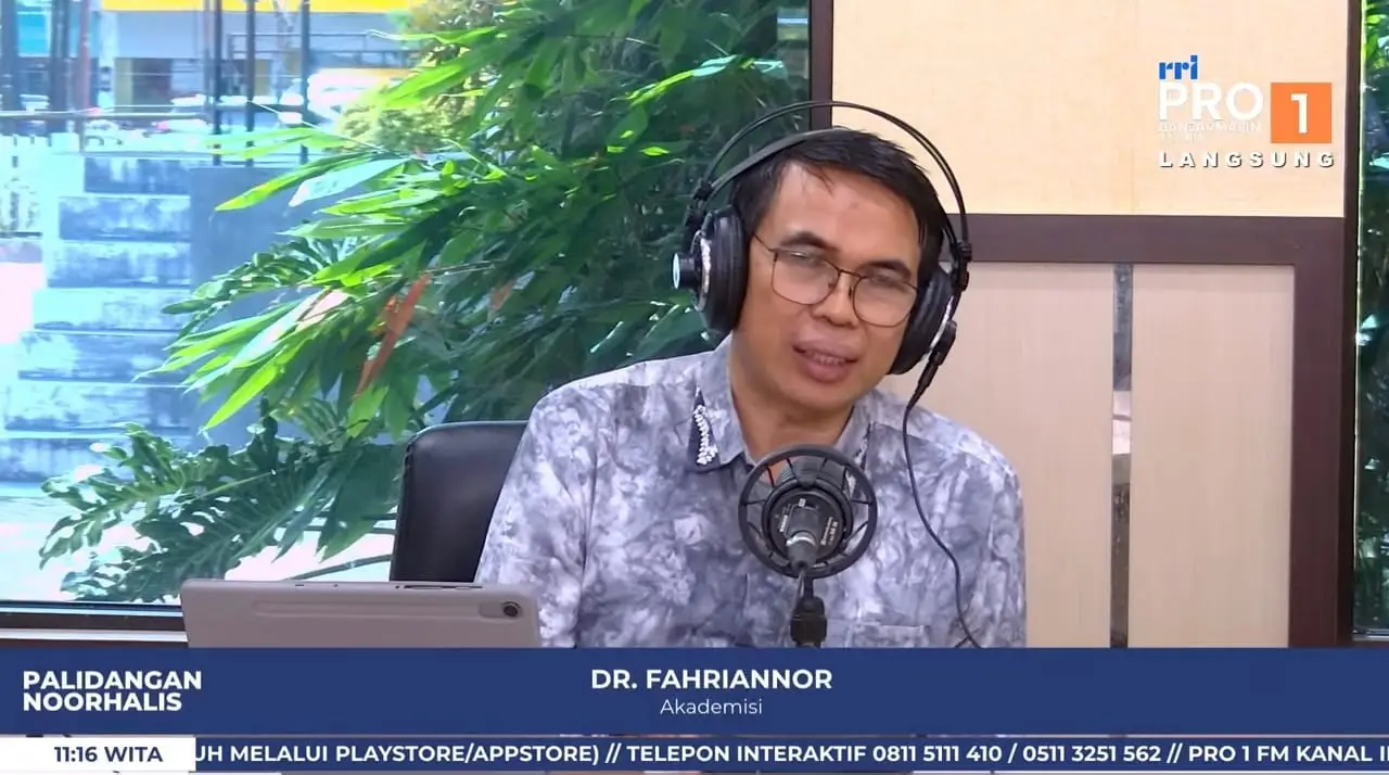 akademisi ULM Dr. Fahriannor, dalam siaran Palidangan Noorhalis RRI Pro1 Banjarmasin, Kamis 5 maret 2026, (foto:tangkapan layar youtube rri pro1 banjarmasin)